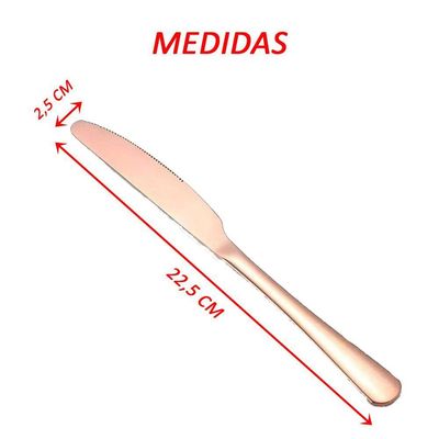 Conjunto 6 Peças Cortes De Mesa Inox Rose Gold Luxo Rústico