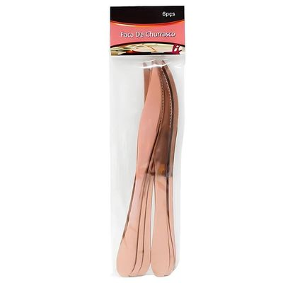 Conjunto 6 Peças Cortes De Mesa Inox Rose Gold Luxo Rústico