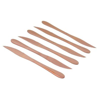Conjunto 6 Peças Cortes De Mesa Inox Rose Gold Luxo Rústico