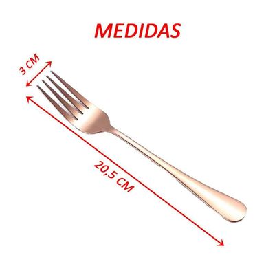 Kit Jogo De Garfos De Mesa Rose Gold 12pçs Inox Rústico Luxo