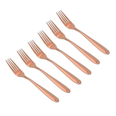 Kit Jogo De Garfos De Mesa Rose Gold 12pçs Inox Rústico Luxo
