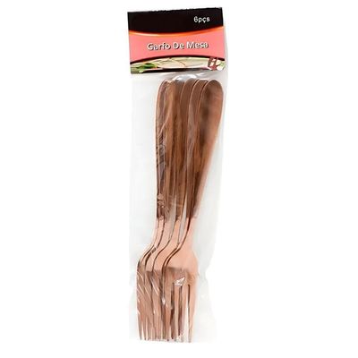 Kit Jogo De Garfos De Mesa Rose Gold 12pçs Inox Rústico Luxo