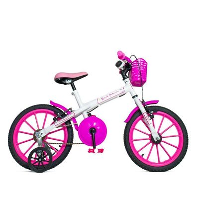 Bicicleta Aro 16 Infantil Com Rodinhas E Buzina 3 A 7 Anos Meninos Meninas Rosa