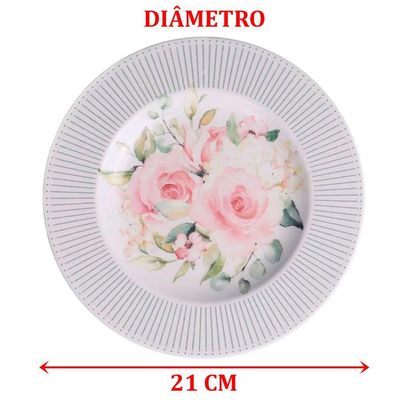 Jogo Pratos Sobremesa Lanche 10 Pessoas 10peças Ornatta 21cm