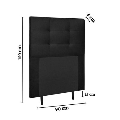 Cabeceira Estofada Cama Box Solteiro 90 Cm Irlanda Suede Preto
