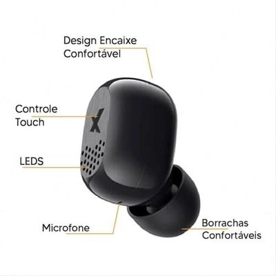 Fone De Ouvido Amvox Intra Auricular Bluetooth TWS AHP01 Preto