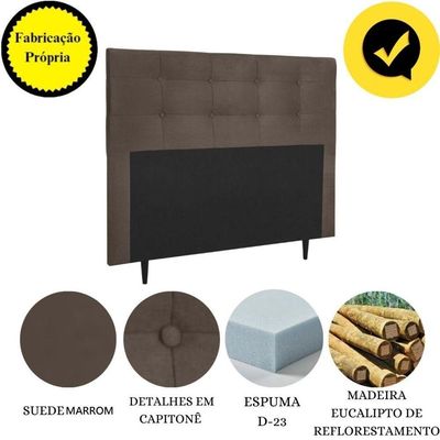 Cabeceira Estofada Cama King 195 Cm Irlanda Suede Marrom
