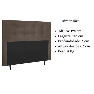 Cabeceira Estofada Cama King 195 Cm Irlanda Suede Marrom