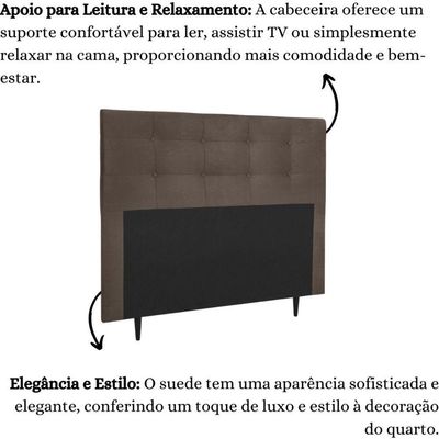Cabeceira Estofada Cama King 195 Cm Irlanda Suede Marrom