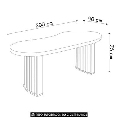 Mesa Para Escritório Reunião 200cm Vinny Carvalho/branco A06 - Mpozenato