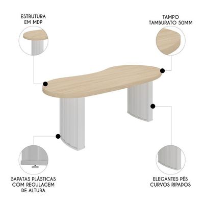 Mesa Para Escritório Reunião 200cm Vinny Carvalho/branco A06 - Mpozenato