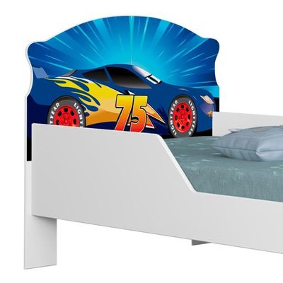 Mini Cama Infantil 148x68cm Proteção Lateral Carro Azul Z53 - Mpozenato