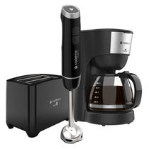 Kit Trio Black Cadence Cafeteira Mixer Inox Torradeira 220V