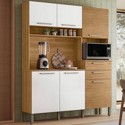 Cozinha Compacta 6 Portas 2 Gavetas 161 Cm Montesa Freijo Supremo Cp Ripado Freijo Ktp