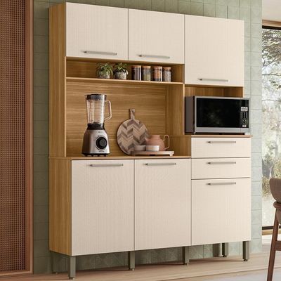 Cozinha Compacta 6 Portas 2 Gavetas 161 Cm Montesa Freijo Soft Ktp