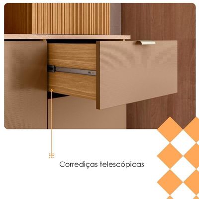 Cozinha Compacta 8 Portas 1 Gaveta 161 Cm Slow Freijo Vanilla Cp Riscatto