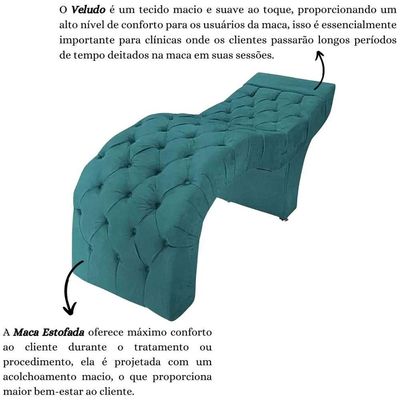 Maca Estofada Estética Cílios Salão Spa Suede Hellen Azul Turquesa