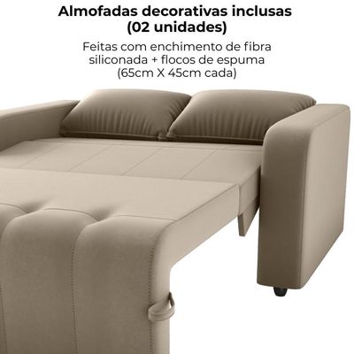 Sofa Cama 2 Lugares 138 Cm Amora Veludo Maserati Milani Store Marrom Claro