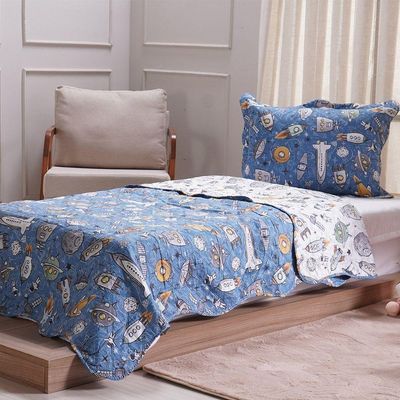 Kit Colcha Casal Ultra Lisse Kids New Rolinho 210x230cm Space
