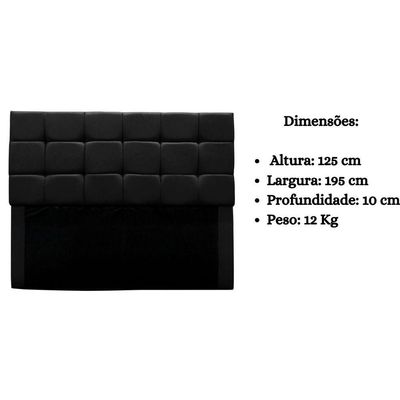 Cabeceira Cama Box Estofada King 195 Cm Bianca Suede Preto