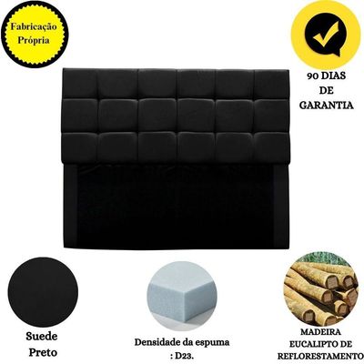 Cabeceira Cama Box Estofada King 195 Cm Bianca Suede Preto