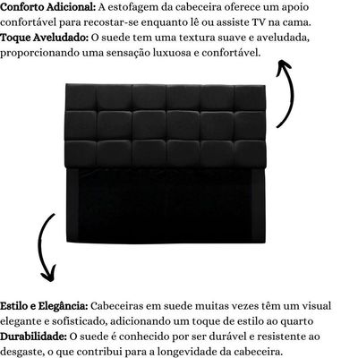 Cabeceira Cama Box Estofada King 195 Cm Bianca Suede Preto