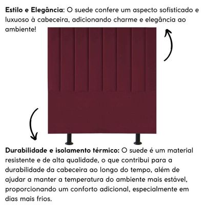Cabeceira Estofada Cama Box King 195 Cm Maria Suede Bordô