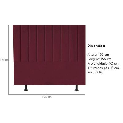 Cabeceira Estofada Cama Box King 195 Cm Maria Suede Bordô