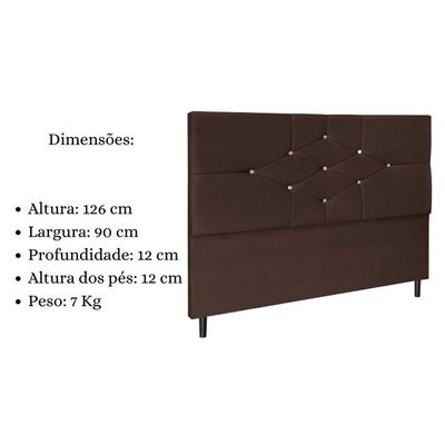 Cabeceira Cama Solteiro 90 Cm Virgínia Suede Marrom E Frame