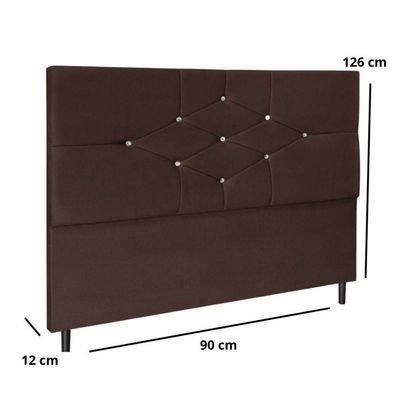 Cabeceira Cama Solteiro 90 Cm Virgínia Suede Marrom E Frame