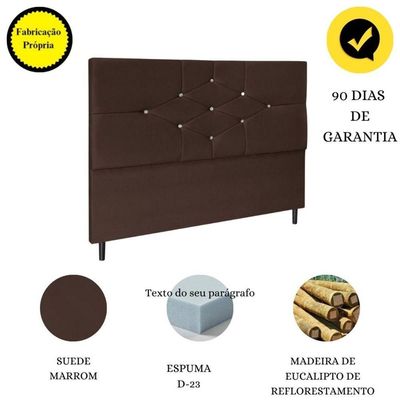 Cabeceira Cama Solteiro 90 Cm Virgínia Suede Marrom E Frame