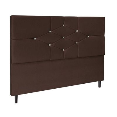 Cabeceira Cama Solteiro 90 Cm Virgínia Suede Marrom E Frame