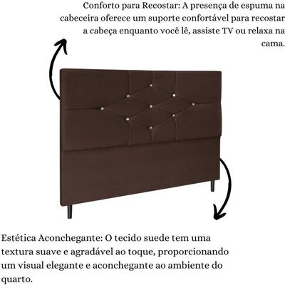 Cabeceira Cama Solteiro 90 Cm Virgínia Suede Marrom E Frame