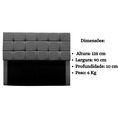 Cabeceira Cama Box Estofada Solteiro 90 Cm Bianca Suede Cinza