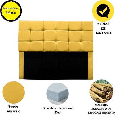 Cabeceira Estofada Cama Box Casal 140 Cm Bianca Suede Amarelo