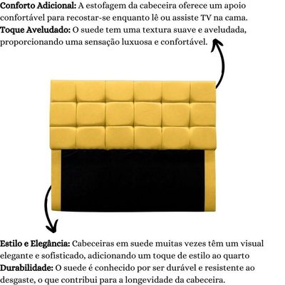Cabeceira Estofada Cama Box Casal 140 Cm Bianca Suede Amarelo