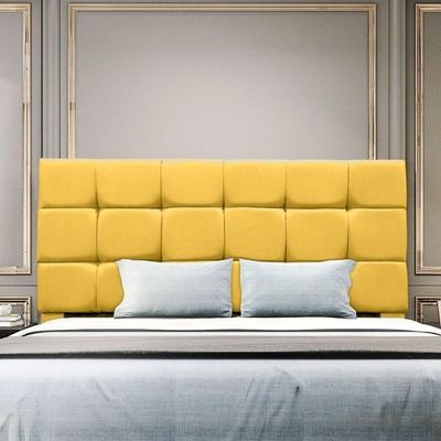 Cabeceira Estofada Cama Box Casal 140 Cm Bianca Suede Amarelo