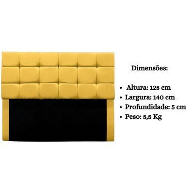 Cabeceira Estofada Cama Box Casal 140 Cm Bianca Suede Amarelo