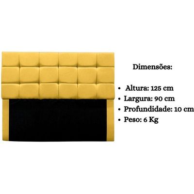 Cabeceira Cama Box Estofada Solteiro 90 Cm Ananda Suede Amarelo