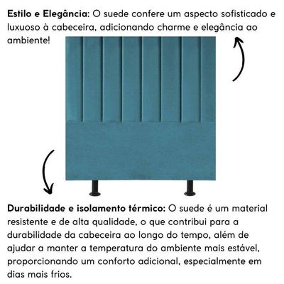 Cabeceira Estofada Cama Box King 195 Cm Alice Suede Azul Turquesa