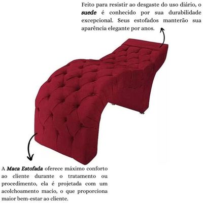 Maca Estofada Estética Cílios Salão Spa Suede Hellen Vermelho