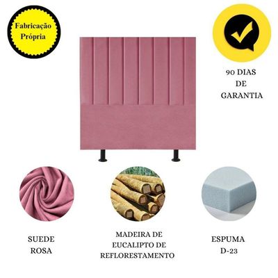 Cabeceira Estofada Cama Box Solteiro 100 Cm Laura Suede Rosa