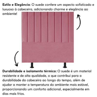 Cabeceira Estofada Cama Box Solteiro 100 Cm Laura Suede Rosa