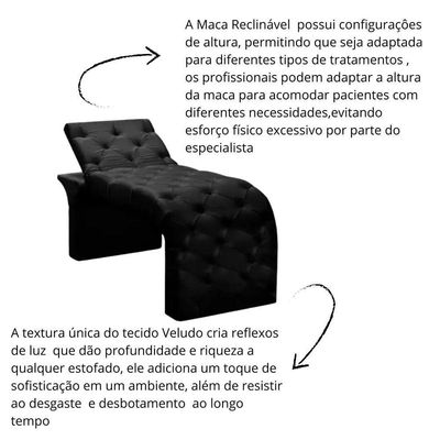 Maca Estofada Estética Cílios Regulável Spa Veludo Valentina Preto