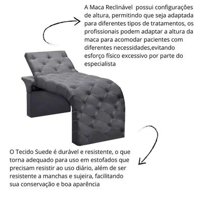 Maca Estofada Estética Cílios Regulável Spa Suede Ana Clara Cinza