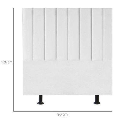 Cabeceira Estofada Cama Box Solteiro 90 Cm Laura Suede Branco