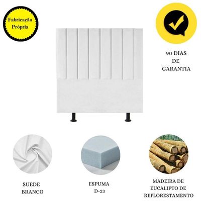 Cabeceira Estofada Cama Box Solteiro 90 Cm Laura Suede Branco
