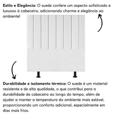 Cabeceira Estofada Cama Box Solteiro 90 Cm Laura Suede Branco