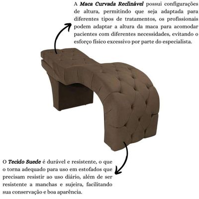 Maca Estética Estofada Reclinável Ergonômica Suede Vanessa Marrom