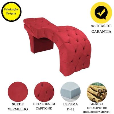 Maca Estética Estofada Reclinável Ergonômica Suede Camila Vermelho